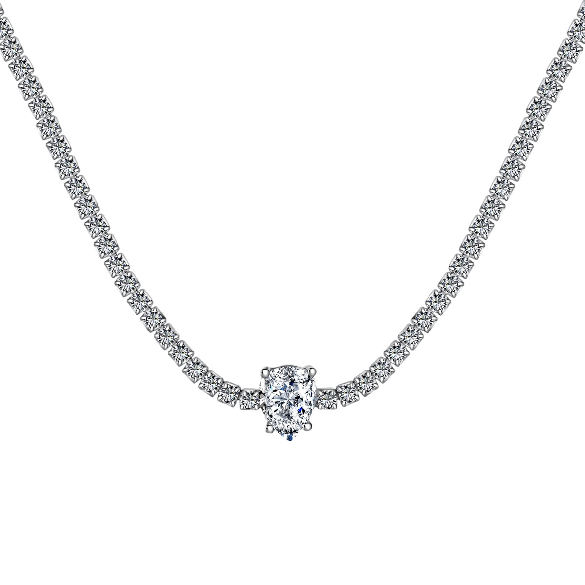 [Elitejewels]1.0 carat Unique Pear Cut Tennis Necklace