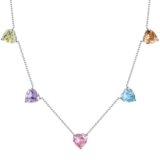 [Elitejewels]Sparkling Colorful Heart Cut Necklace