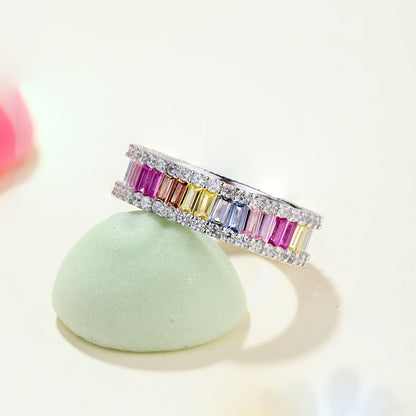 [Elitejewels]Dainty Kaleidoscopic Emerald Cut Daily Ring