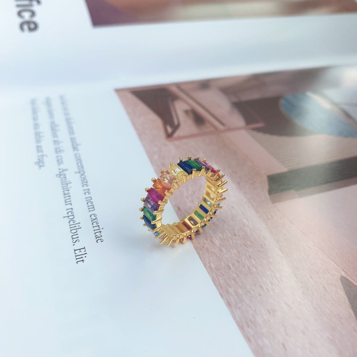 [Elitejewels]Unique Colorful Radiant Cut RIng