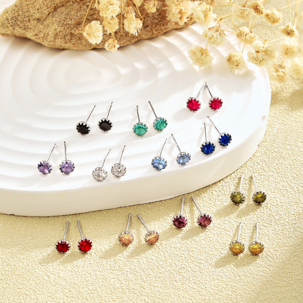 [Elitejewels]Sparkling Colorful Round Shape Earrings