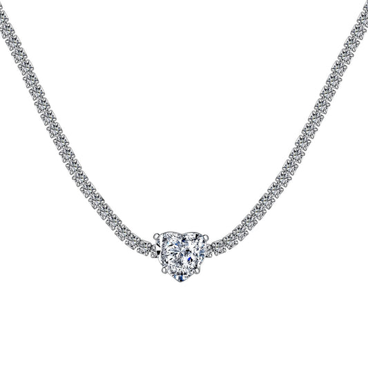 [Elitejewels]2.0 Carat Sparkling Tennis Heart Cut Necklace