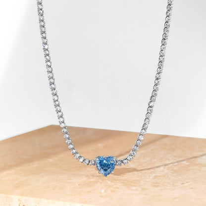 [Elitejewels]2.0 Carat Sparkling Tennis Heart Cut Necklace