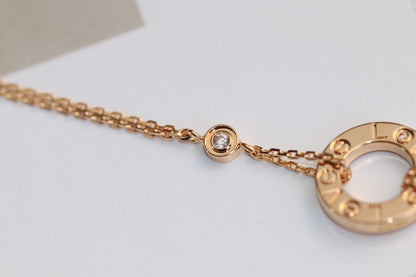 [Elitejewels]LOVE NECKLACE ADJUSTABLE ROSE GOLD 2 DIAMOND