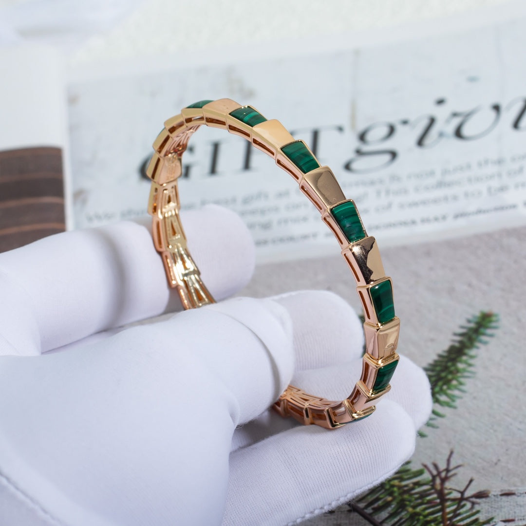 [Elitejewels]SERPENTI BRACELET PINK GOLD MALACHITE