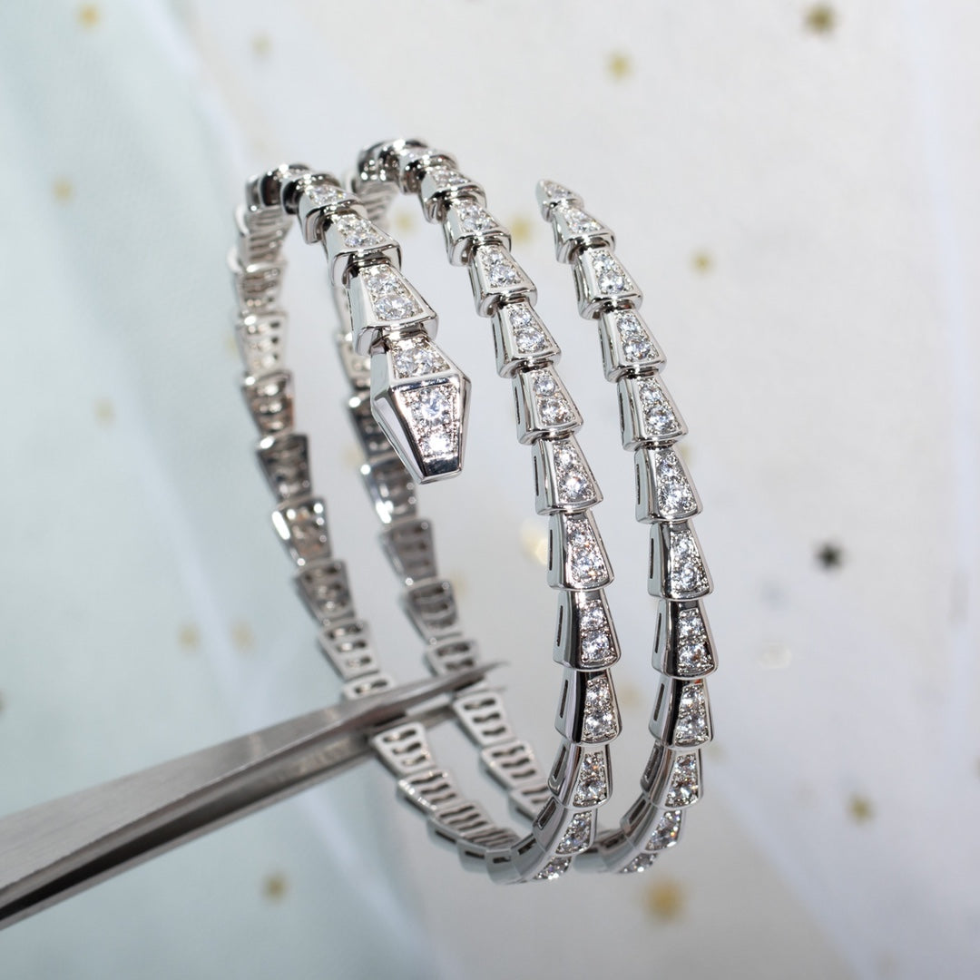 [Elitejewels]SERPENTI ARMBAND SILBER DIAMANT DOPPELREIHIG