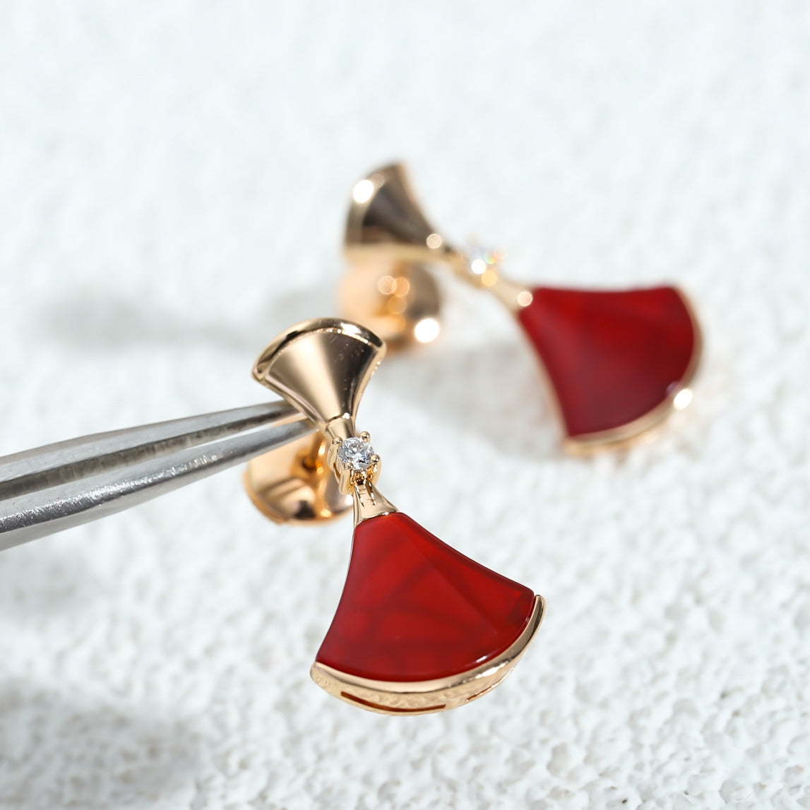 [Elitejewels]DREAM Carnelian PINK GOLD EARRINGS