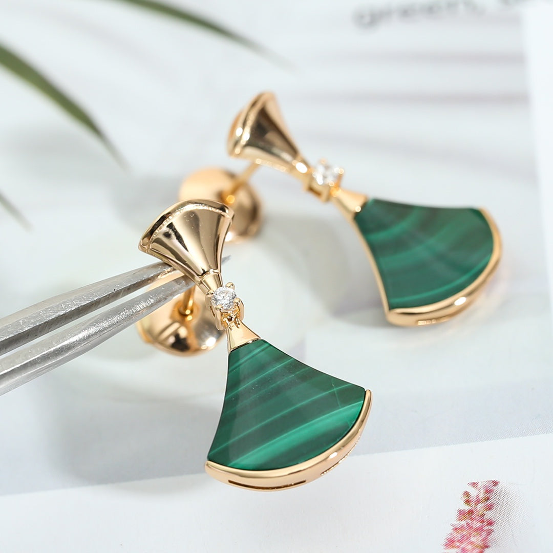 [Elitejewels]DREAM MALACHITE PINK GOLD EARRINGS