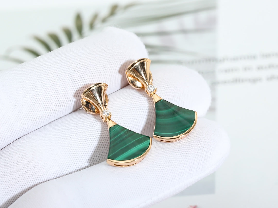 [Elitejewels]DREAM MALACHITE PINK GOLD EARRINGS