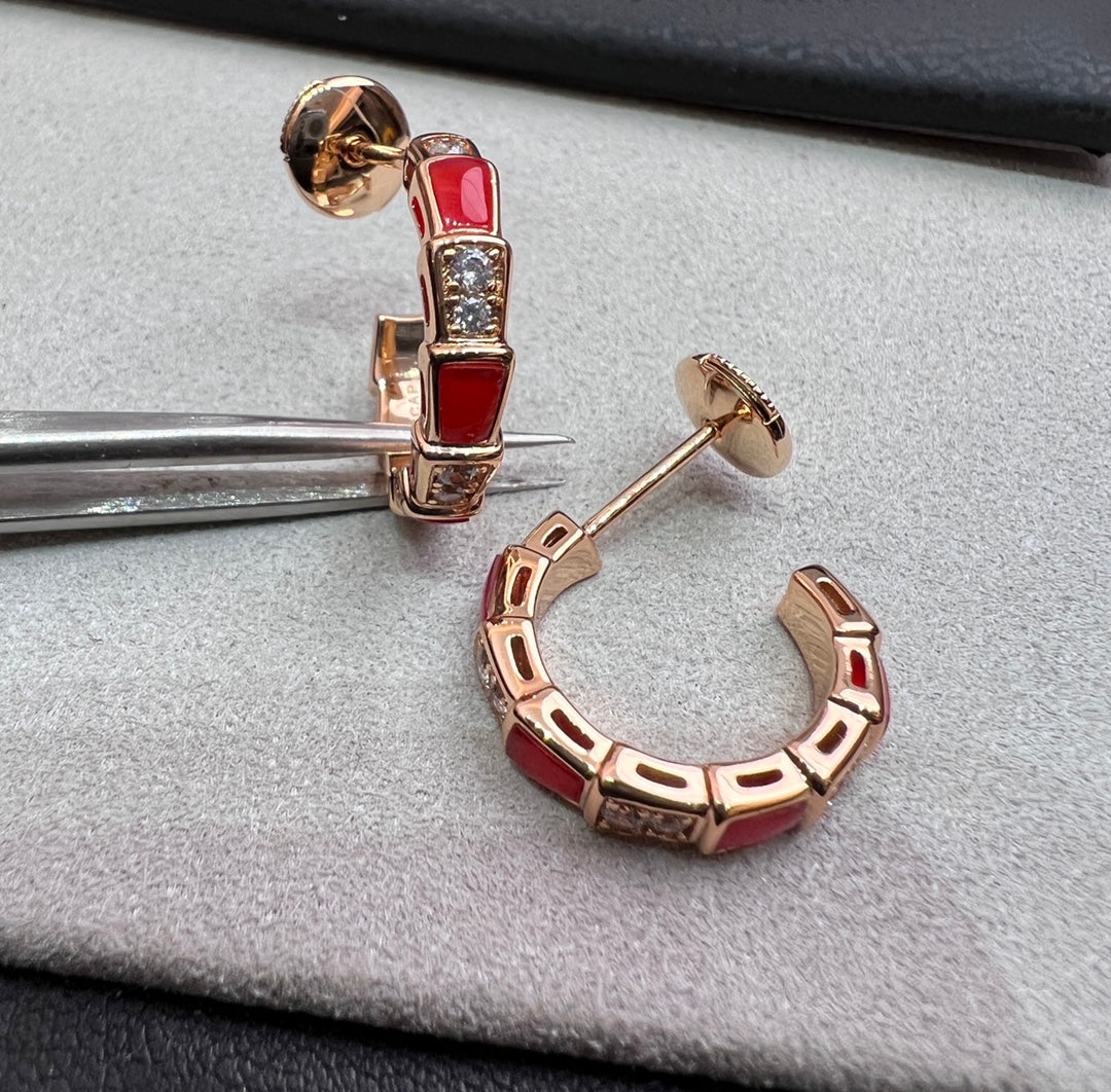 [Elitejewels]SERPENTI CARNELIAN PINK GOLD EARRINGS