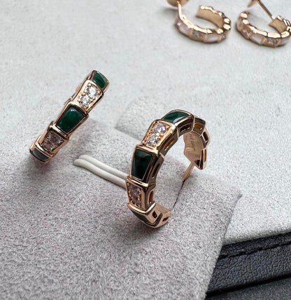 [Elitejewels]SERPENTI MALACHITE PINK GOLD EARRINGS