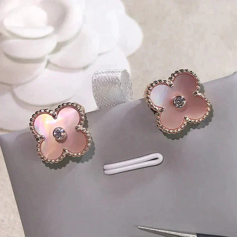 [Elitejewels] CLOVER MEDIUM 1 MOTIFS ROSA MOP DIAMANT OHRRINGE