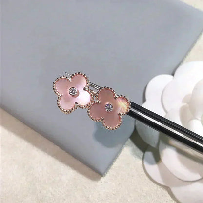 [Elitejewels] CLOVER MEDIUM 1 MOTIFS ROSA MOP DIAMANT OHRRINGE