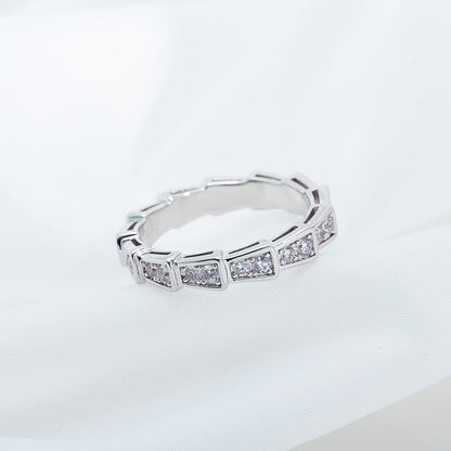 [Elitejewels]SERPENTI RING SILVER DIAMOND PAVED 3MM