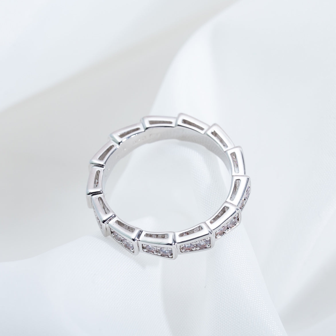 [Elitejewels]SERPENTI RING SILVER DIAMOND PAVED 3MM