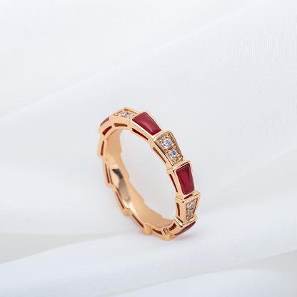 [Elitejewels]SERPENTI RING ROTGOLD KARNEOL DIAMANT 3MM