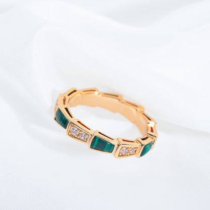 [Elitejewels]SERPENTI RING ROTGOLD MALACHIT DIAMANT 3MM