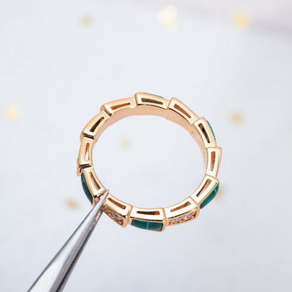 [Elitejewels]SERPENTI RING ROTGOLD MALACHIT DIAMANT 3MM