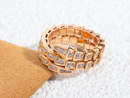 [Elitejewels]SERPENTI RING ROTGOLD DIAMANT DOPPELREIHIG