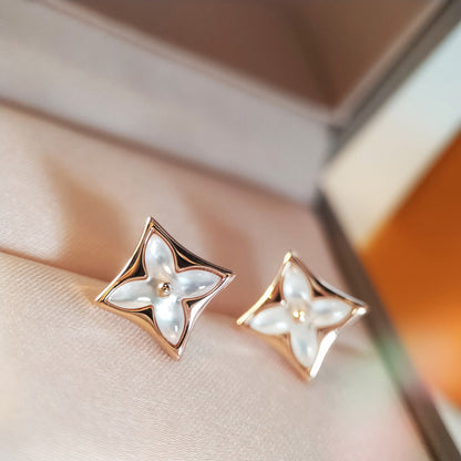 [Elitejewels]STAR MOP PINK GOLD EARRINGS