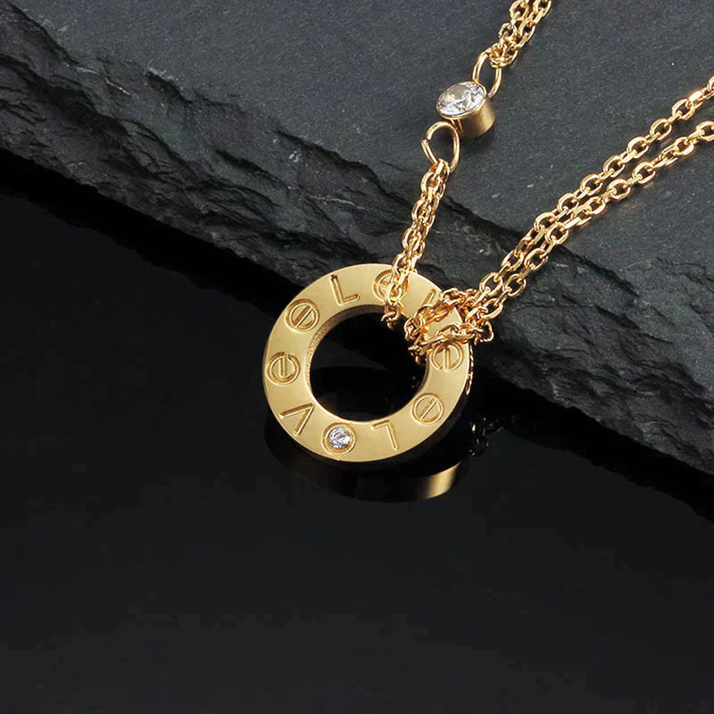 [Elitejewels]LOVE NECKLACE 16MM 2 DIAMONDS