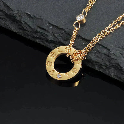 [Elitejewels]LOVE NECKLACE 16MM 2 DIAMONDS