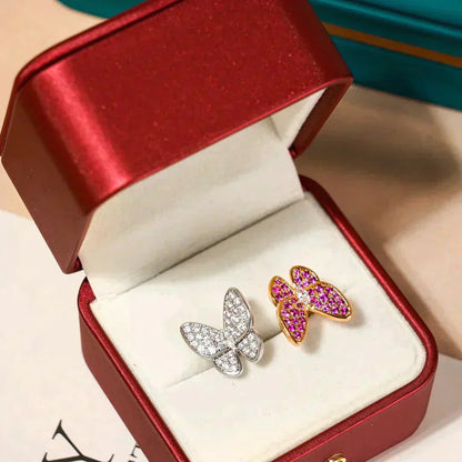 [Elitejewels]ZWILLINGS-DIAMANTRING MIT SCHMETTERLING