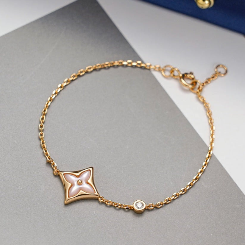 [Elitejewels]スター 1 ダイヤモンド ピンクゴールド ブレスレット