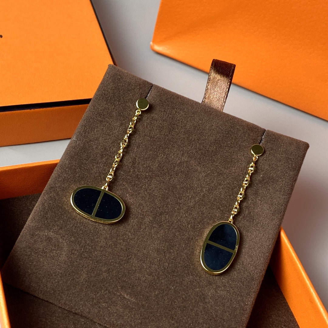 [Elitejewels]CHAINE VERSO BLACK CERAMIC EARRINGS