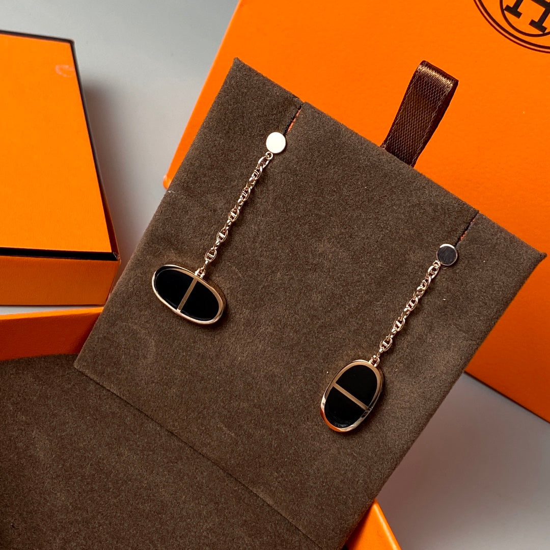 [Elitejewels]CHAINE VERSO BLACK CERAMIC EARRINGS