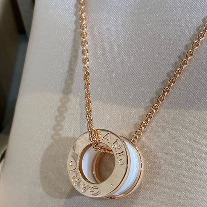 [Elitejewels]ZERO 1 WHITE CERAMIC PINK GOLD NECKLACE