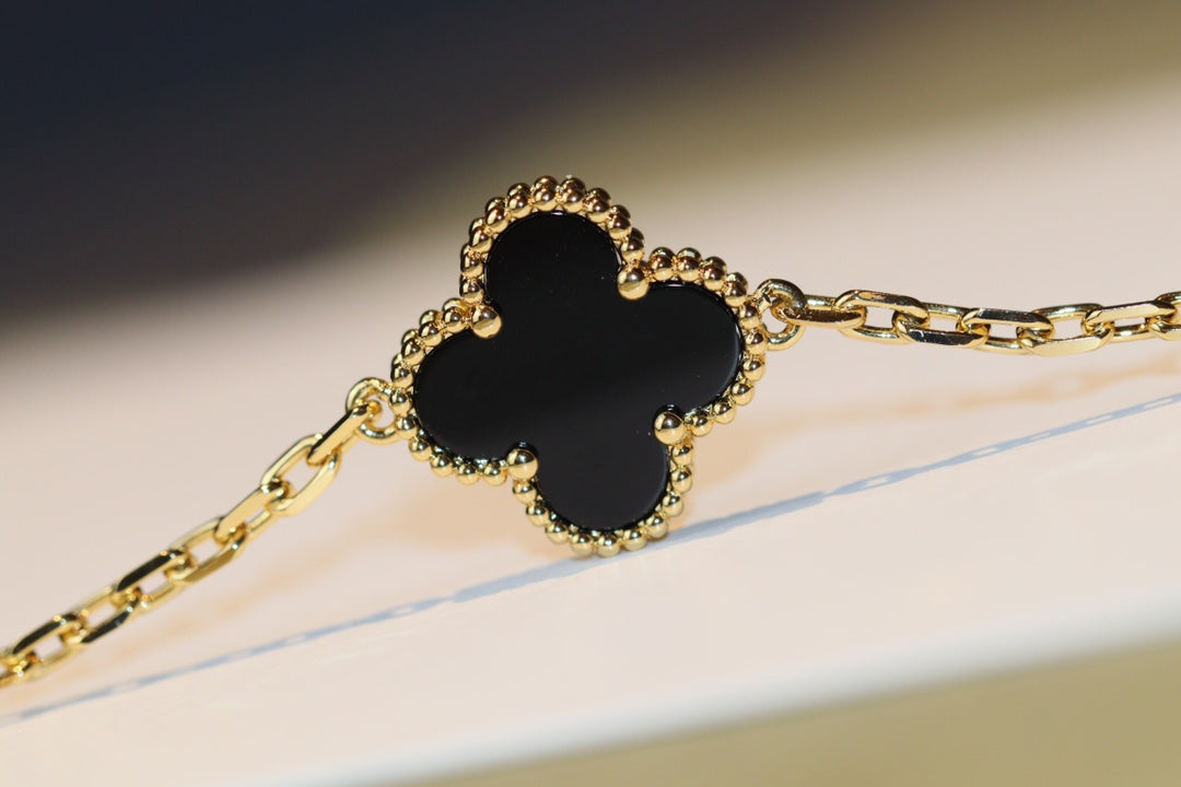 [Elitejewels]CLOVER 20 MOTIFS ONYX ROSE GOLD