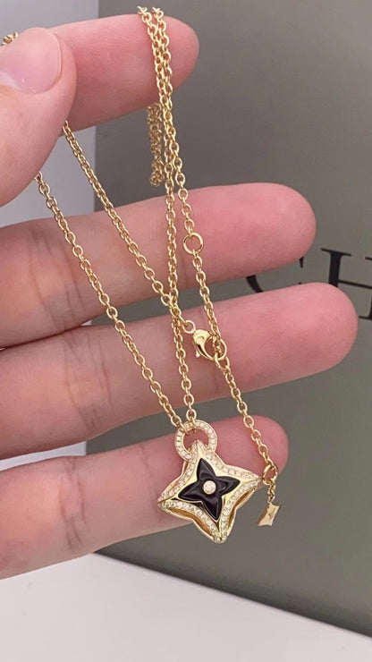 [Elitejewels]STAR PEDANT PINK GOLD DIAMOND NECKLACE