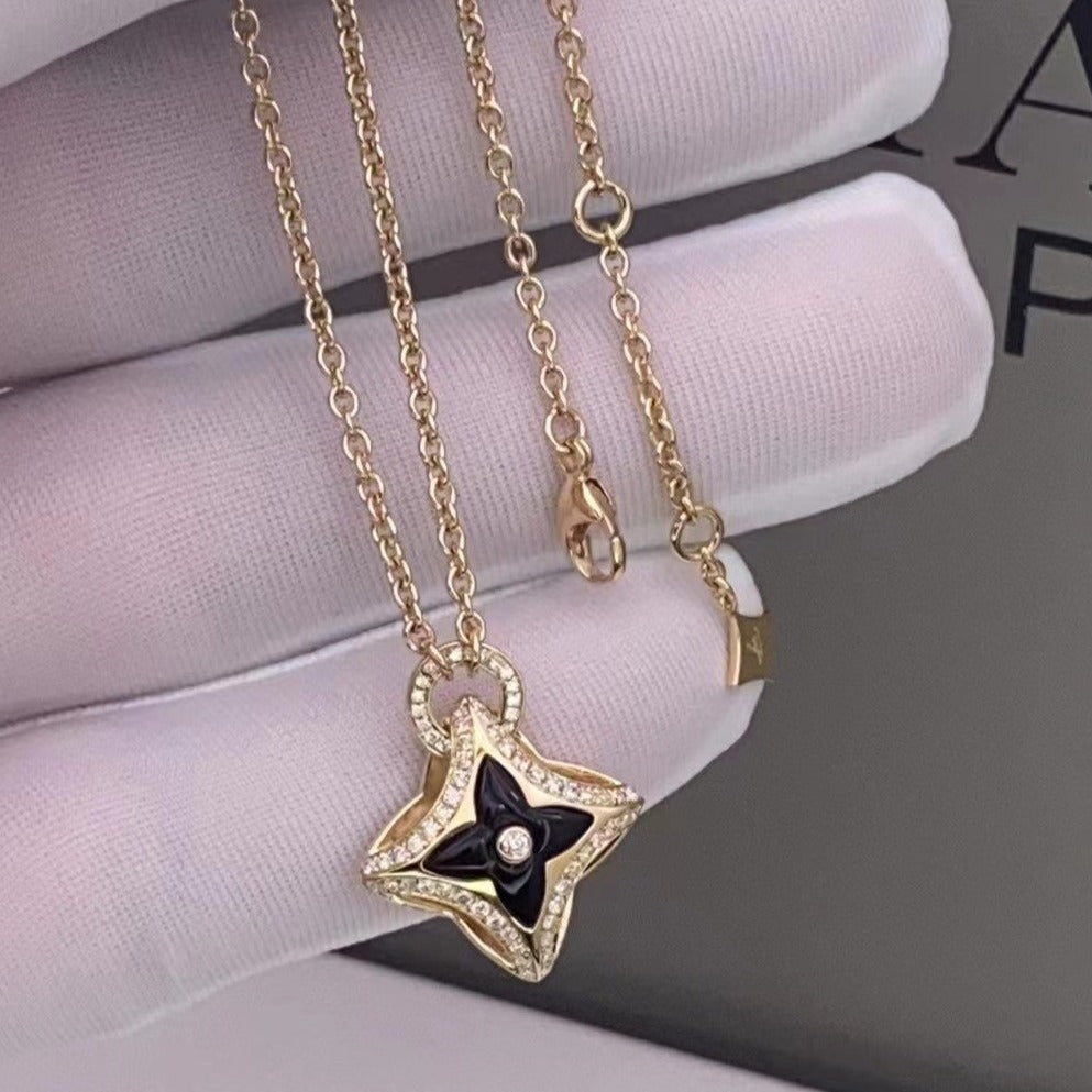 [Elitejewels]STAR PEDANT PINK GOLD DIAMOND NECKLACE