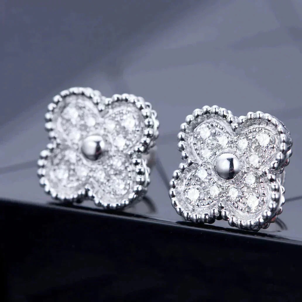 [Elitejewels] KLEEBLATT 1 MOTIFS DIAMANT OHRSTECKER SILBER