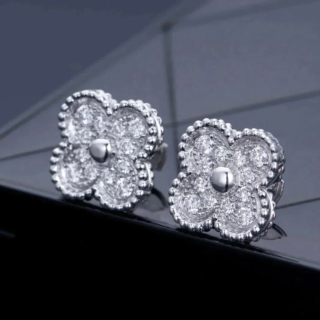 [Elitejewels] KLEEBLATT 1 MOTIFS DIAMANT OHRSTECKER SILBER