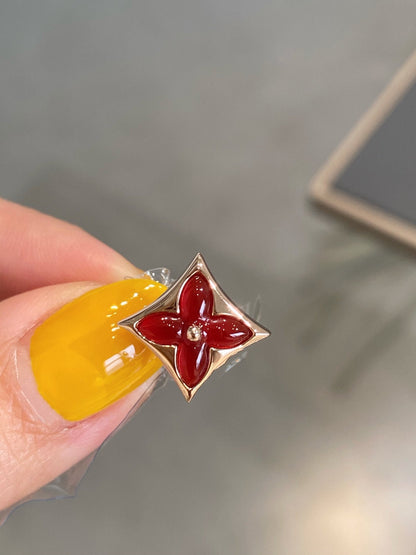 [Elitejewels]STAR AND SUN PINK GOLD CARNELIAN STUD EARRINGS