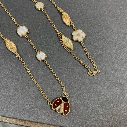 [Elitejewels]LUCKY SPRING 15 MOTIFS GOLD NECKLACE