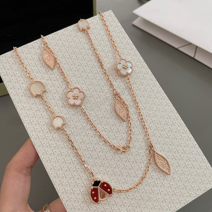 [Elitejewels]LUCKY SPRING 15 MOTIFS ROSE GOLD NECKLACE