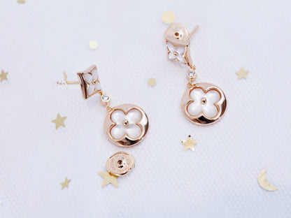 [Elitejewels]STAR AND SUN PINK GOLD MOP DROP EARRINGS