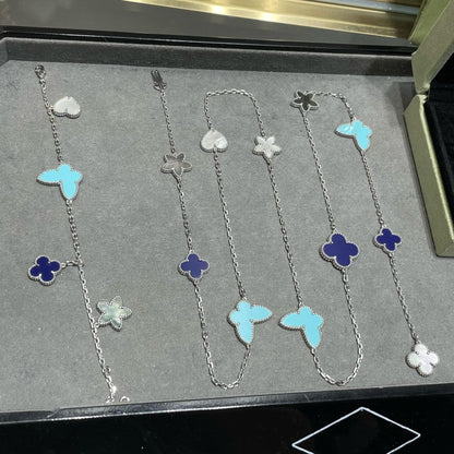 [Elitejewels]ラッキークローバーシルバー11モチ​​ーフネックレス