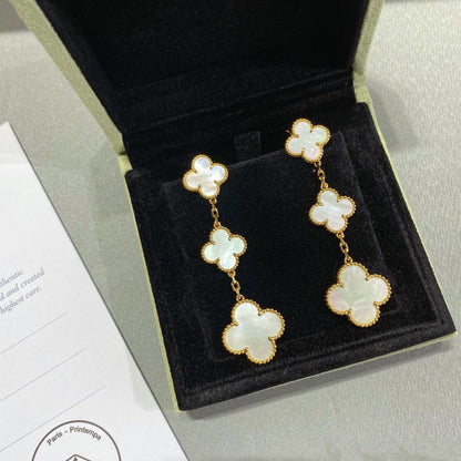 [Elitejewels]CLOVER MOP 3 MOTIFS GOLD EARRINGS