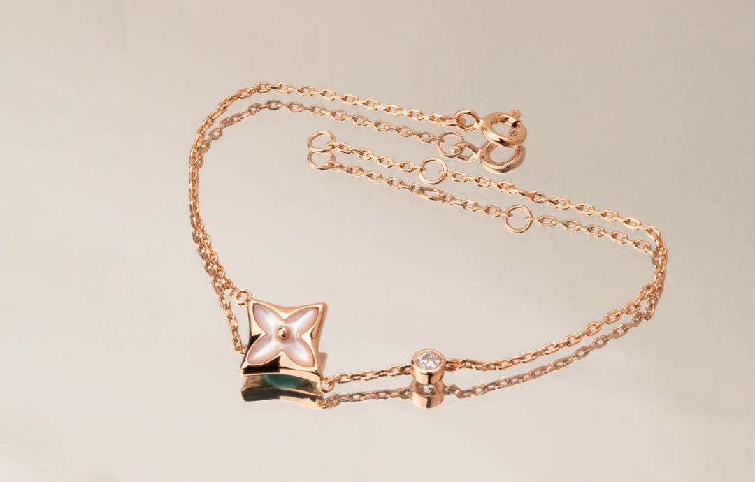 [Elitejewels] LV STAR PINK MOP 1 DIAMANT ROSGOLD HALSKETTE