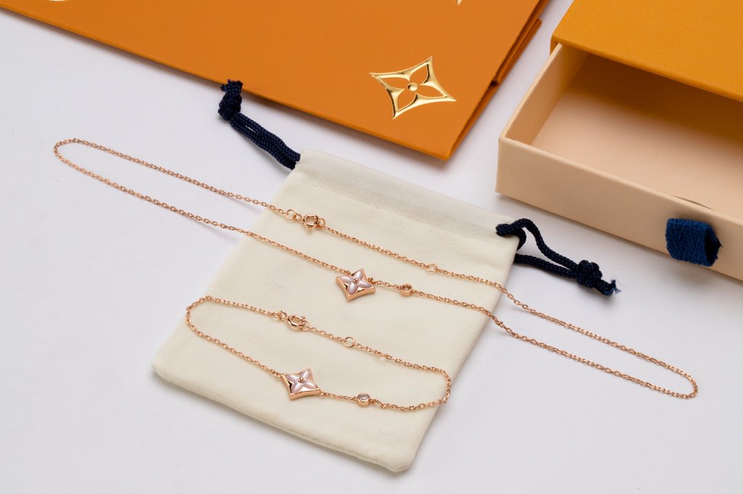 [Elitejewels] LV STAR PINK MOP 1 DIAMANT ROSGOLD HALSKETTE
