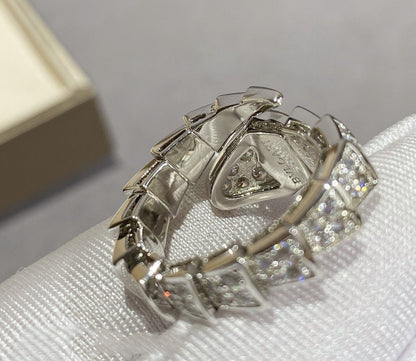 [Elitejewels]SERPENTI LARGE RING SILVER DIAMOND PAVED