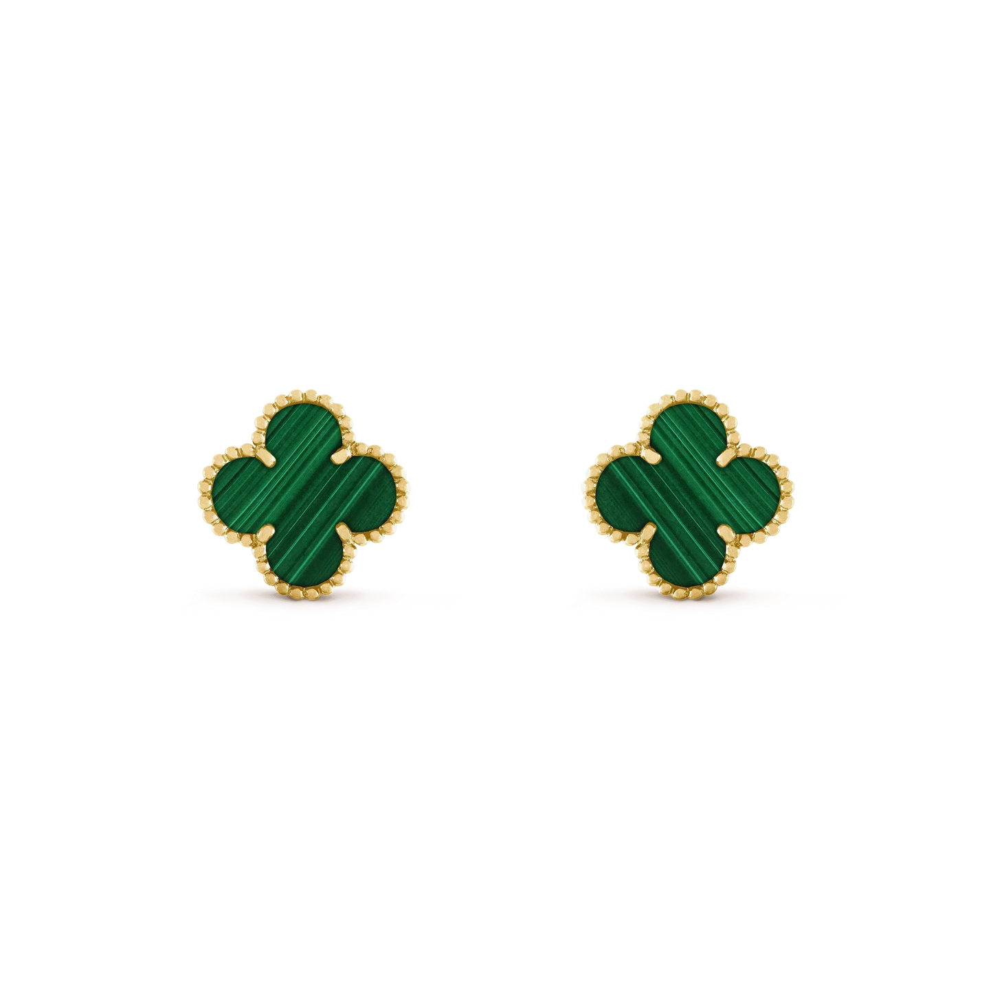 [Elitejewels]CLOVER MEDIUM 1 MOTIFS MALACHITE  EARRINGS