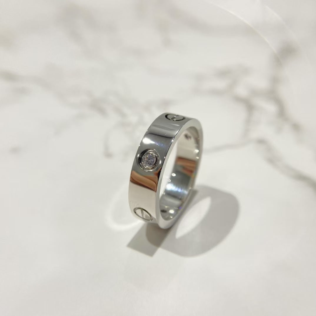 [Elitejewels]ラブリング 5.5mm 3ダイヤモンド シルバー