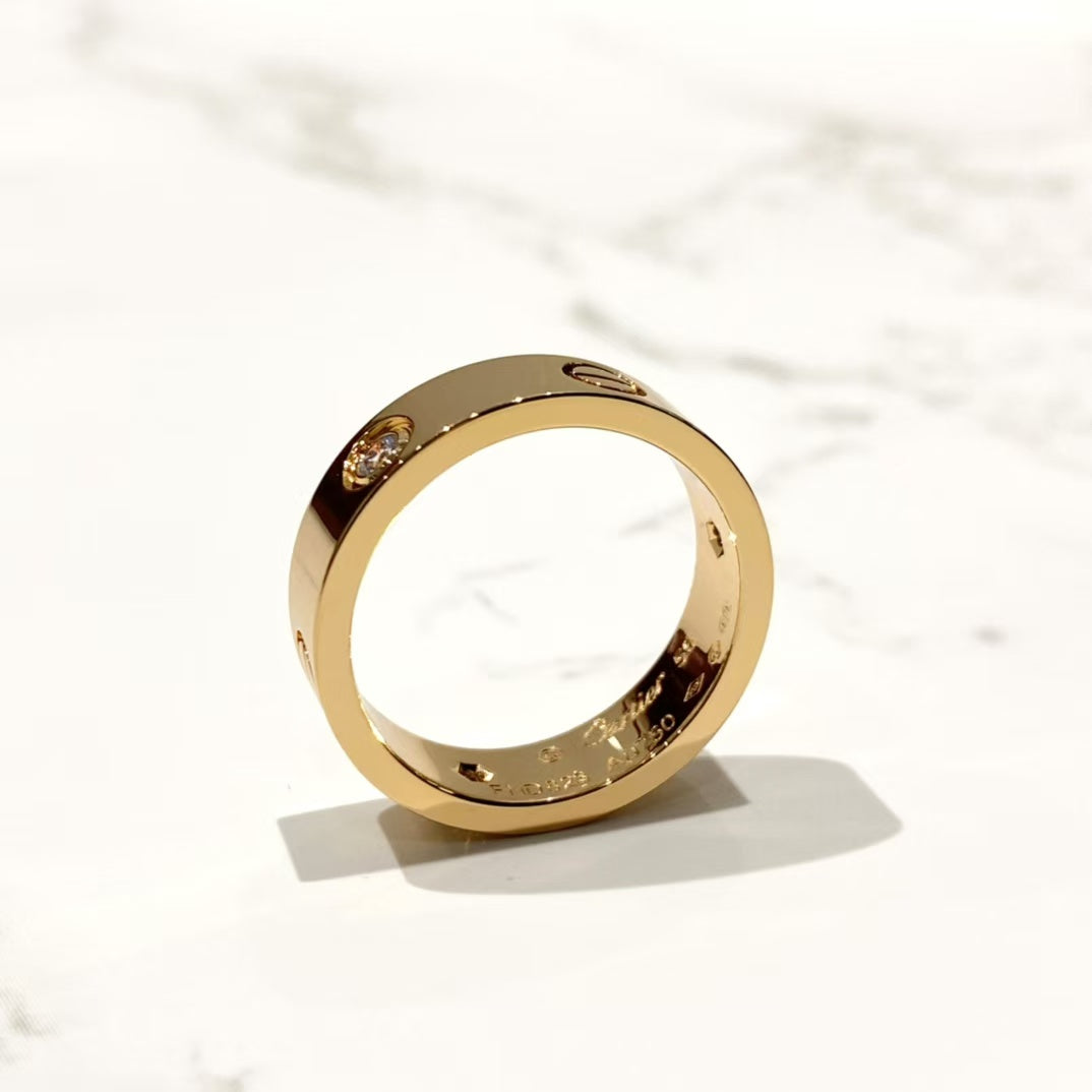 [Elitejewels]ラブリング 5.5mm 3ダイヤモンド ピンクゴールド