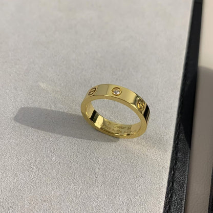 [Elitejewels]ラブリング 4MM 1ダイヤモンド ゴールド