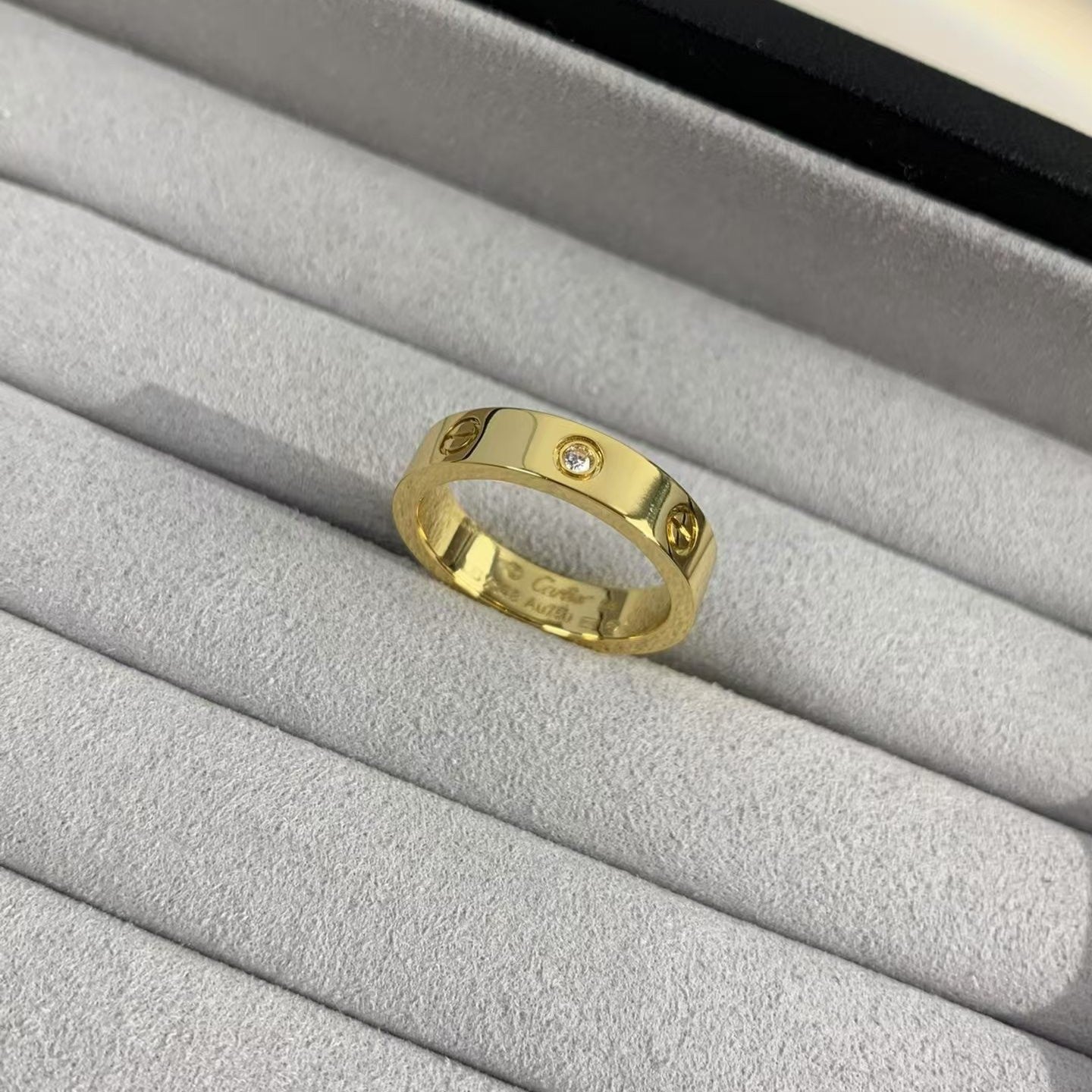 [Elitejewels]ラブリング 4MM 1ダイヤモンド ゴールド